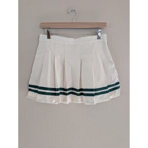 Prince Pickleball Skirt Pleated Women Cream White Tennis Green Stripes Size S